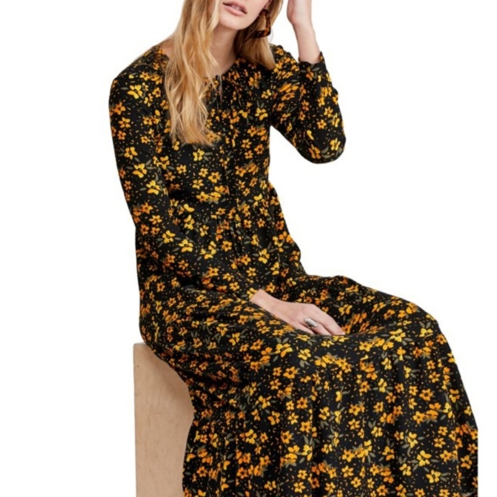 Free people floral abstract maxi dress s
